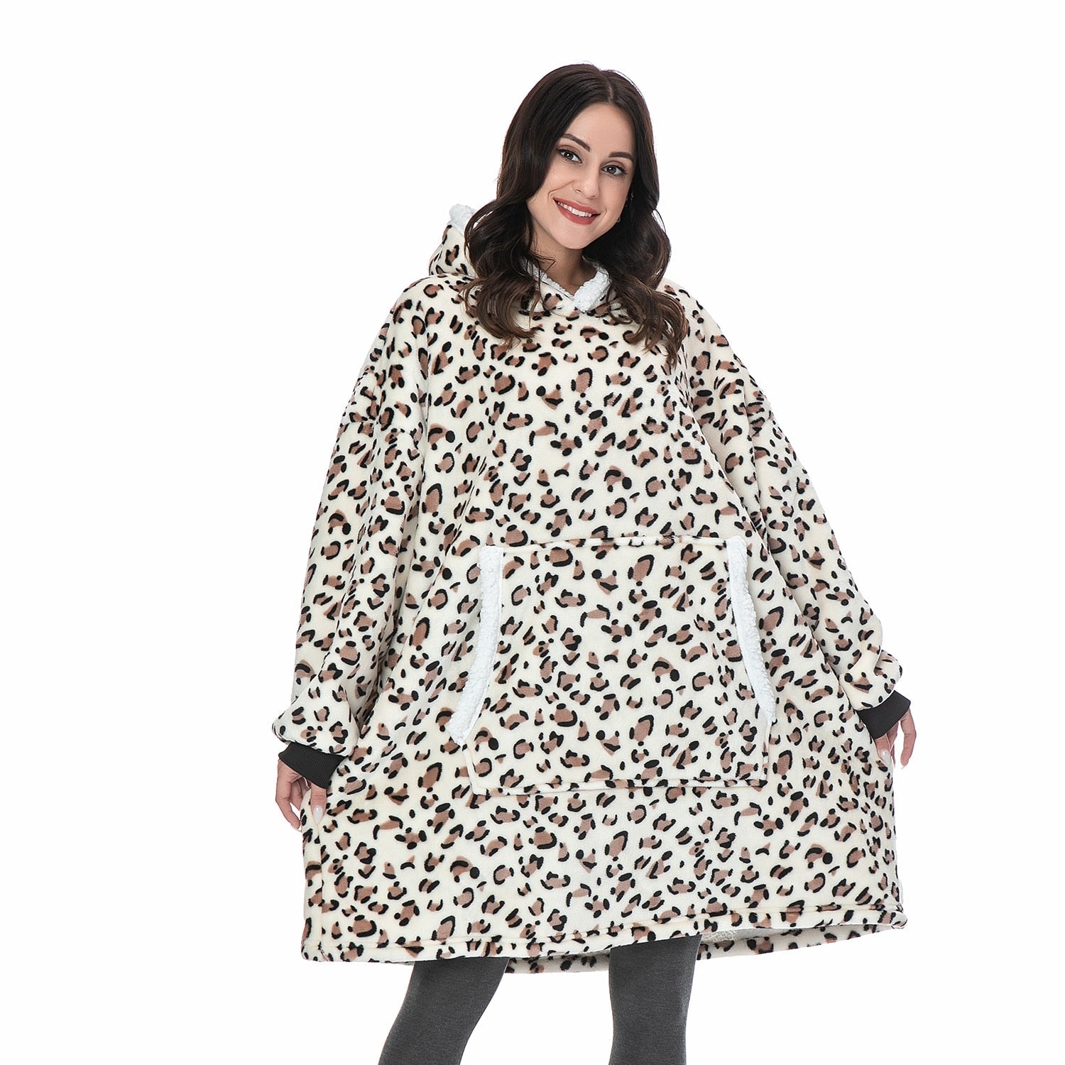 Plush wearable blanket in a deep forest green, ideal for loungewear comfort.