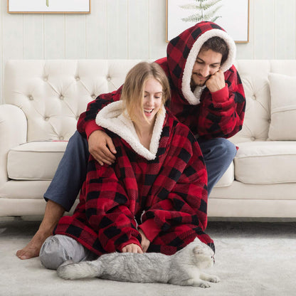 Plush oversized hoodie blanket, ideal for ultimate comfort & relaxation at home.