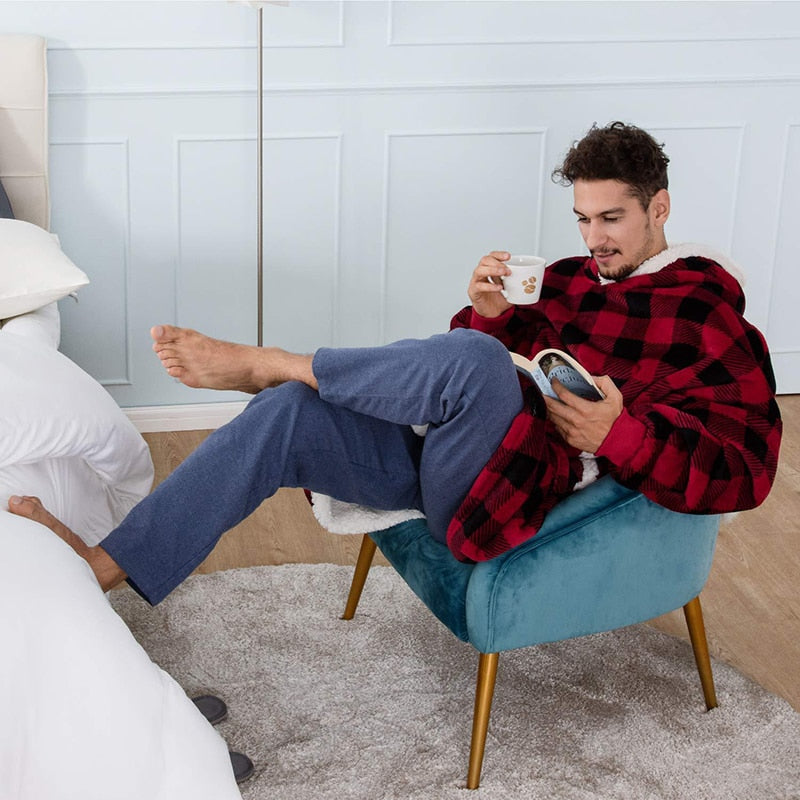 Soft Mayer hoodie blanket, perfect loungewear for men and women, ultimate comfort.