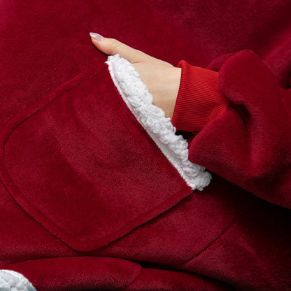 Patterned plush blanket hoodie, ultimate comfort for unisex lounging.