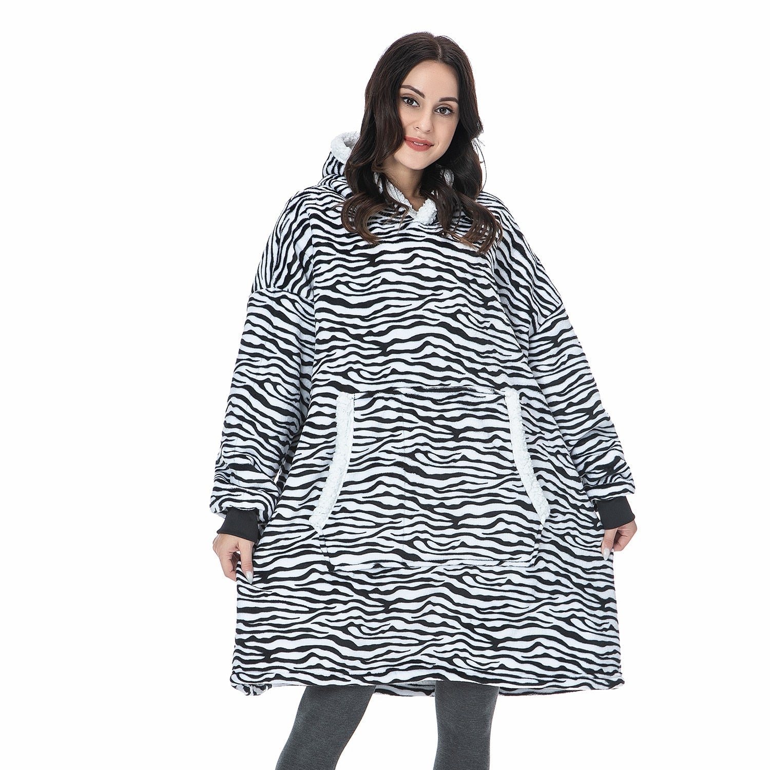 Oversized ultra-soft wearable blanket in a rich navy blue, great for relaxing.