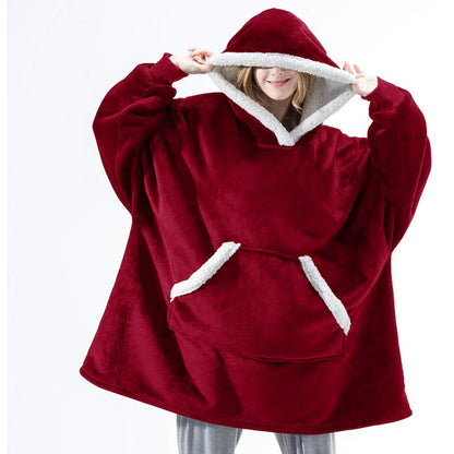 Plush unisex hoodie blanket, a cozy gift idea for home wear and snuggling.