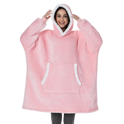 Soft grey hoodie blanket, perfect for lounging and ultimate relaxation.