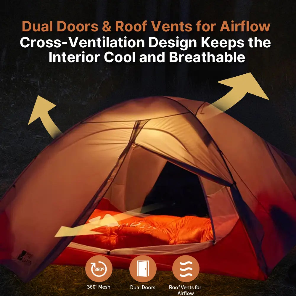 Expedition tent, 1-2 person, ultralight and waterproof, providing excellent camping shelter