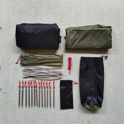 Waterproof ultralight backpacking tent with a single entrance zipper, designed for quick access.