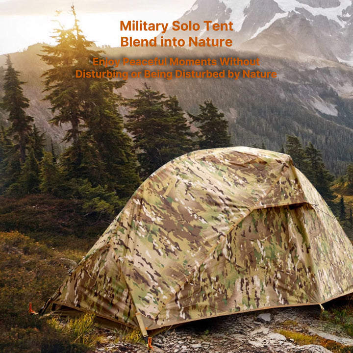 Waterproof 1 person camping tent in camouflage, ultralight for survival gear