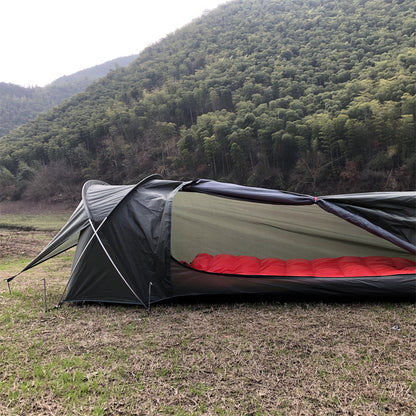 Detail shot of the waterproof fabric on the 1kg ultralight bivy tent shelter.