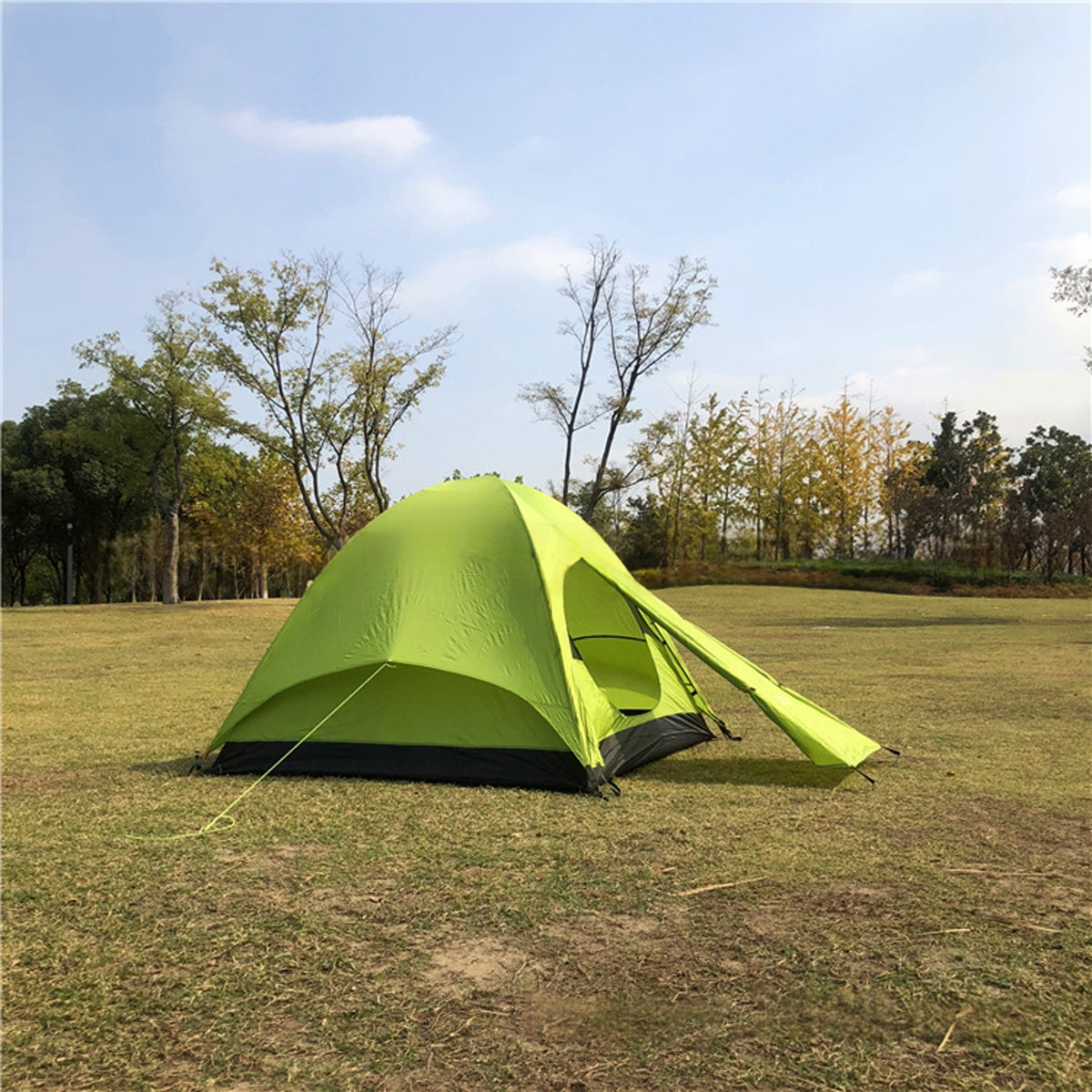 Camping tent in a forest setting, 3-person waterproof outdoor shelter