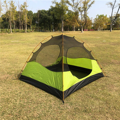 Ultralight camping tent setup in a scenic outdoor environment, hiking shelter