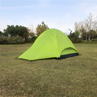 Close-up on waterproof fabric of 3-person camping tent, durable outdoor shelter