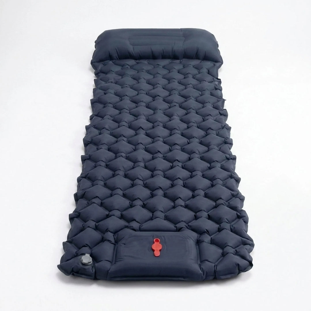 Compact ultralight sleeping pad for hiking & backpacking adventures. Inflates fast with a built-in foot pump.