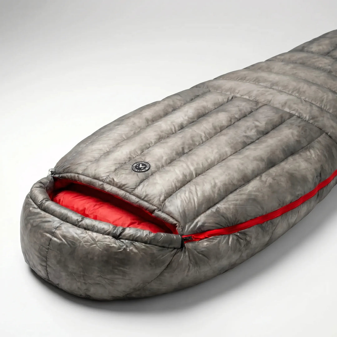 Cozy, insulated ultralight down mummy sleeping bag; premium fill for warm 3-season backpacking & camping.