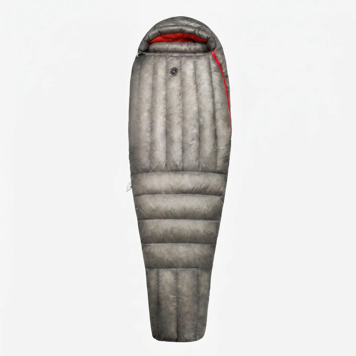 Durable, ultralight down mummy sleeping bag, perfect for unisex 3-season backpacking, hiking, & outdoor camping.