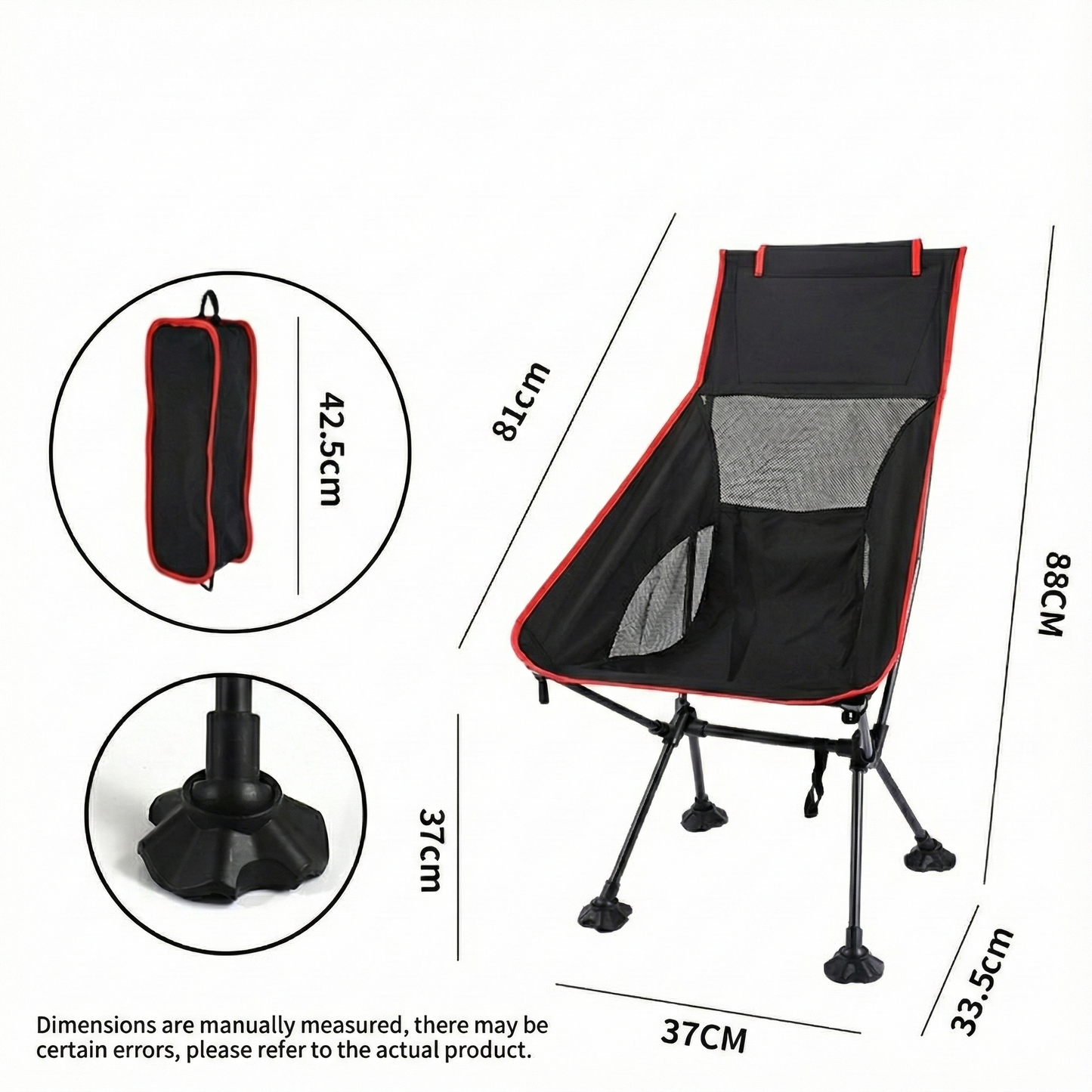 Ultralight camping chair packed in its bag, held by a hand, demonstrating its extreme portability