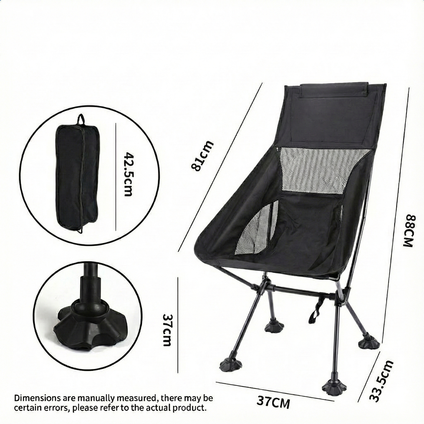 Empty ultralight folding camping chair overlooking a beautiful hiking trail, inviting adventure