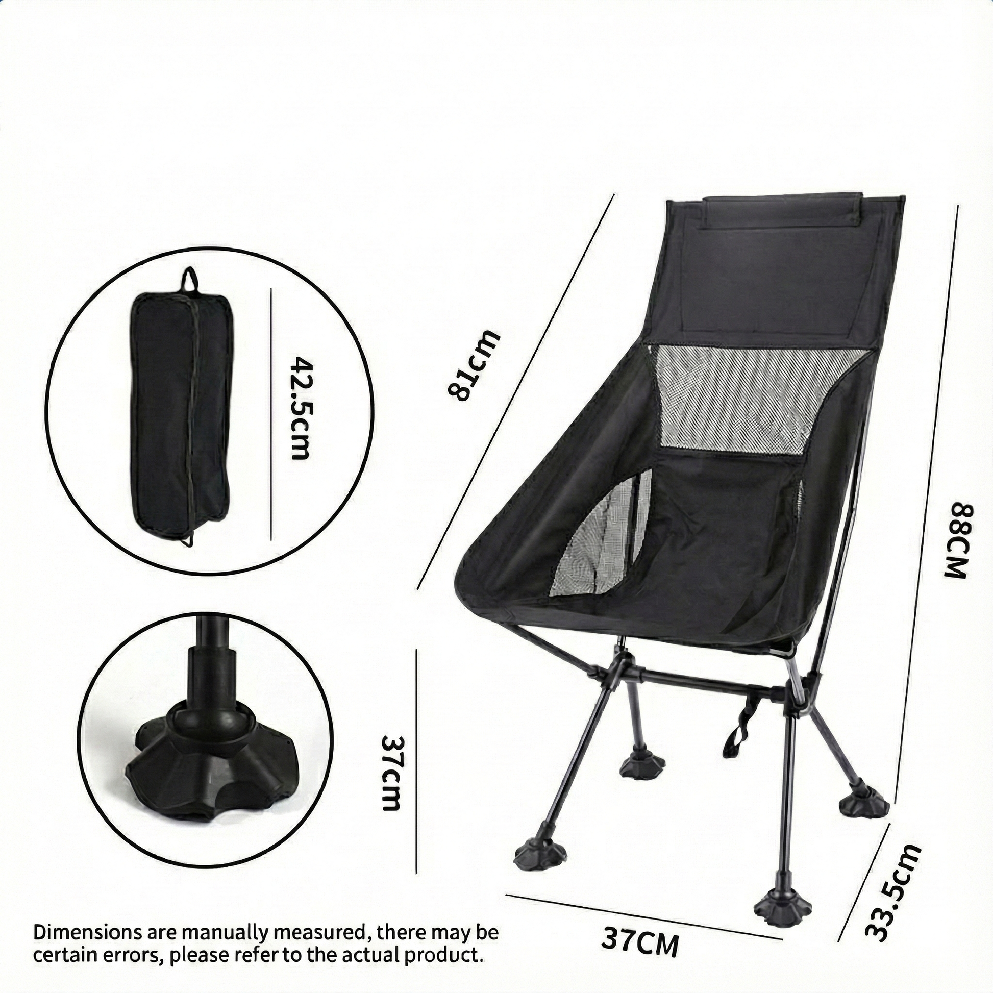 Empty ultralight folding camping chair overlooking a beautiful hiking trail, inviting adventure