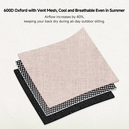Close-up of the durable fabric and sturdy frame of the ultralight portable camping chair