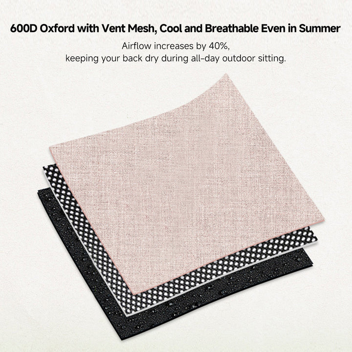 Close-up of the durable fabric and sturdy frame of the ultralight portable camping chair