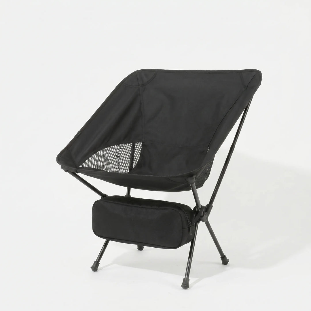 Durable ultralight aluminum frame of a folding camping chair with a breathable mesh seat for hiking & beach.