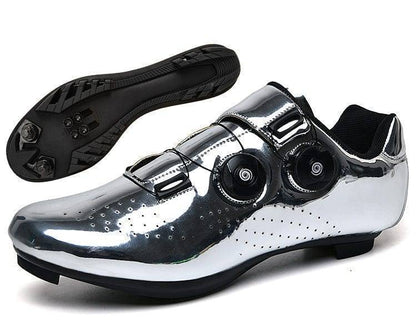 Detail of breathable upper on ultralight SPD pedal shoes for off-road and road cycling
