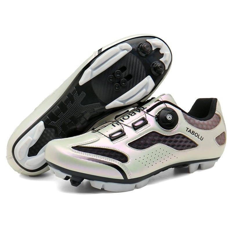Unisex ultralight MTB cycling shoes in dynamic pose, highlighting their flexibility and design
