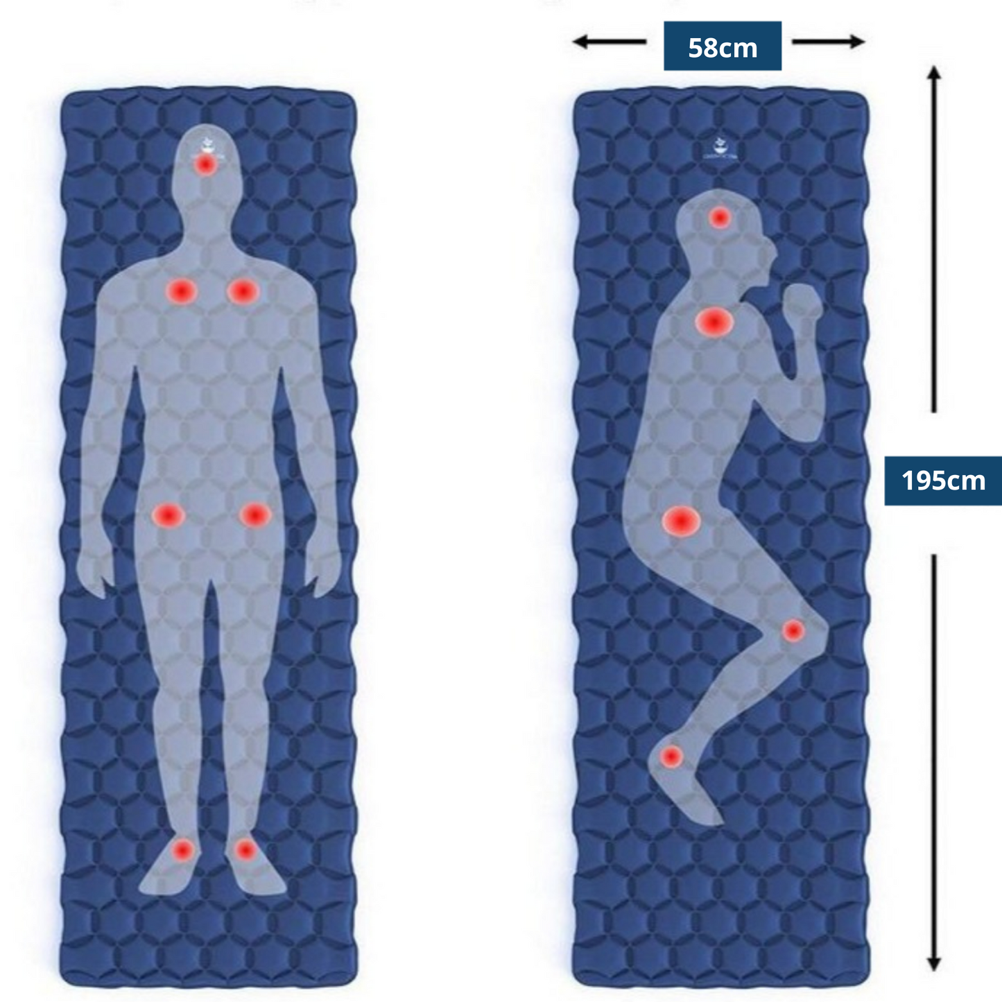Unisex outdoor sleeping pad spread out in a tent, demonstrating a cozy camp sleeping setup.