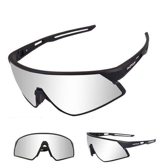 Unisex ultralight polarized cycling sunglasses, black frame, gray lenses, side view detail for cycling eyewear