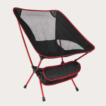 Group of various colored ultralight portable folding camp chairs, showcasing their compact design for multi-use.