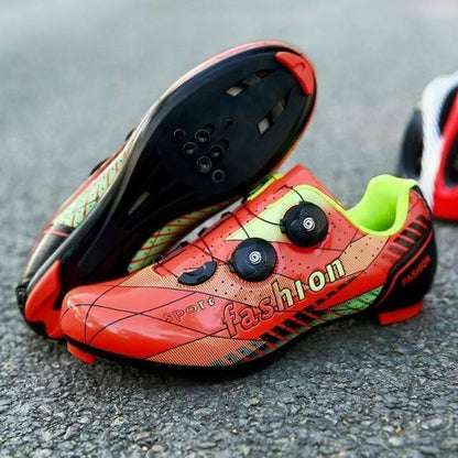 Red and black ultralight cycling shoes, side profile