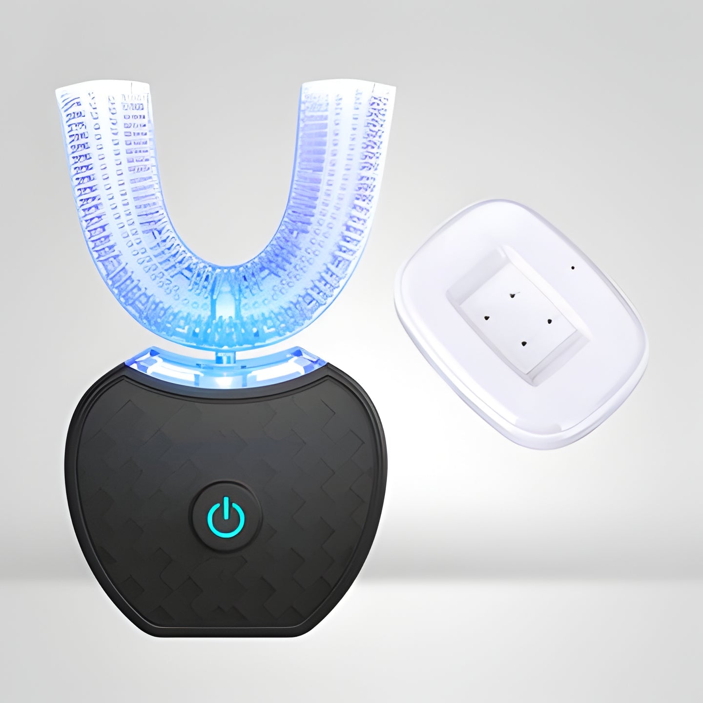Rechargeable ultrasonic power toothbrush with blue light for plaque removal & brighter smiles. Ideal for daily dental care.