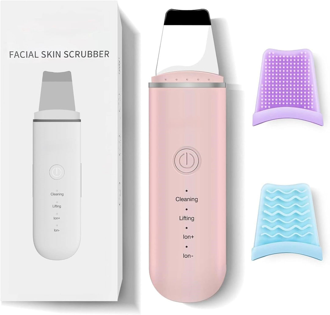 Rechargeable unisex ultrasonic facial scrubber for exfoliation & spa-like deep cleansing.