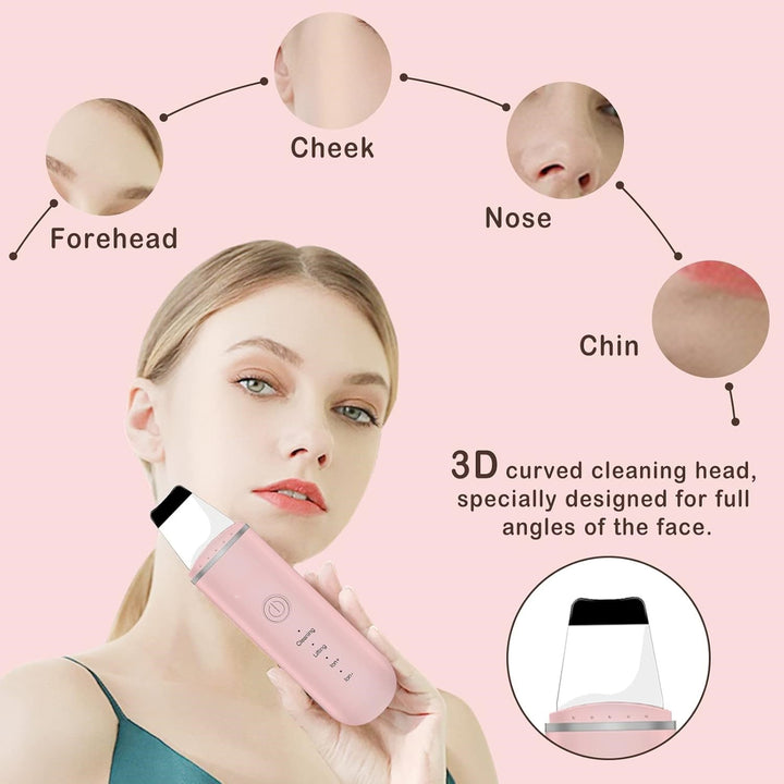 Advanced ultrasonic skin scrubber for deep pore cleansing, blackhead removal & radiant glow.