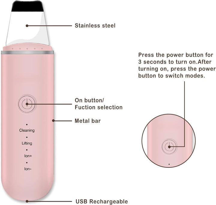 Spa-like glow with this unisex ultrasonic deep cleansing skin scrubber. Rechargeable beauty device.