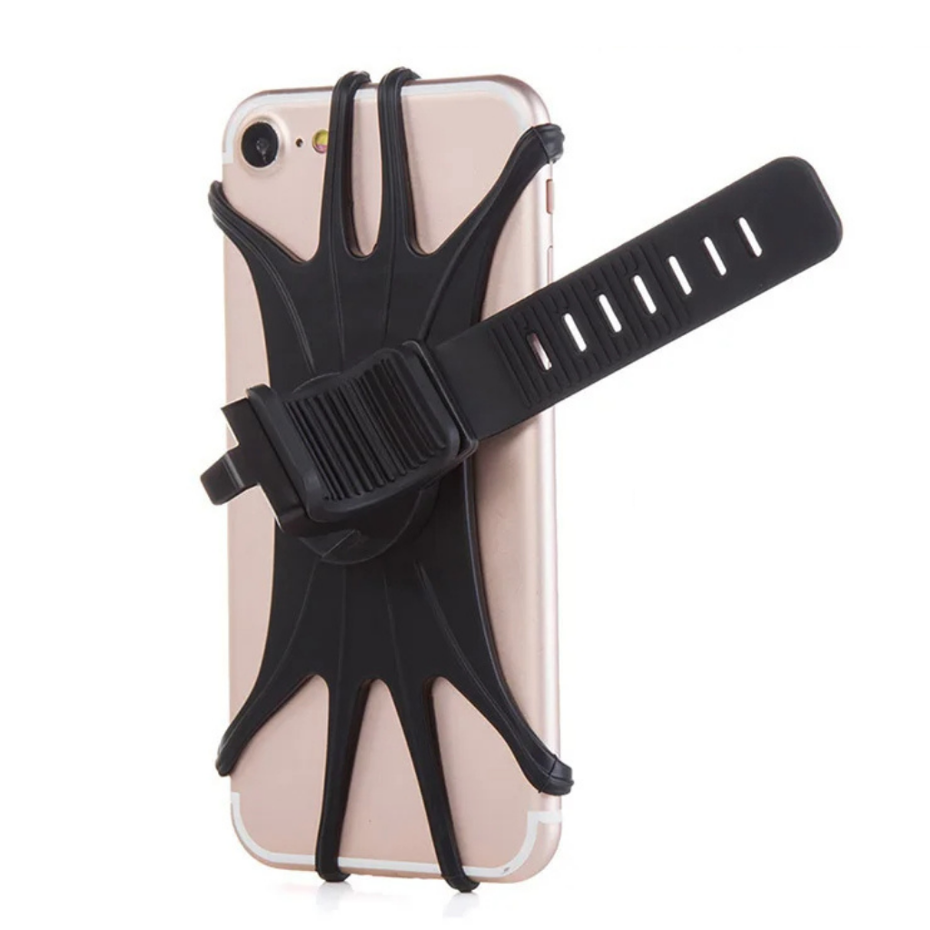 Unisex universal desktop phone holder in black, ideal for office or home, ergonomic smartphone stand.