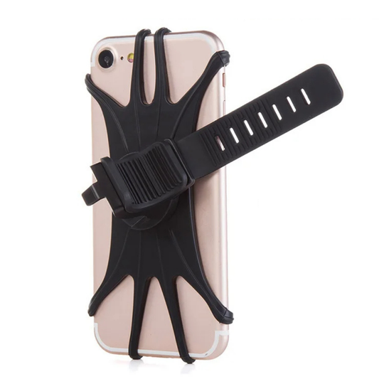 Unisex universal desktop phone holder in black, ideal for office or home, ergonomic smartphone stand.
