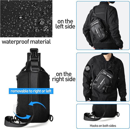 Lightweight UrbanLite sling backpack in blue, great for casual outings and daily organization.