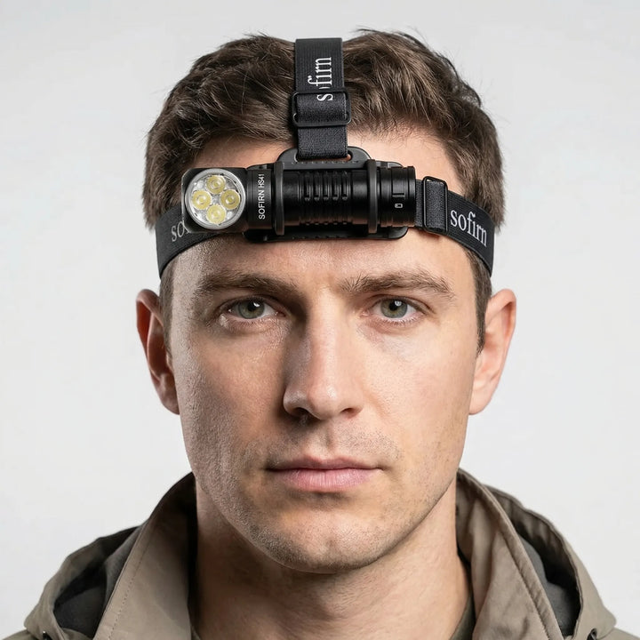 Unisex USB-C rechargeable LED headlamp for hands-free outdoor adventures like hiking & camping. Bright, high-output light.