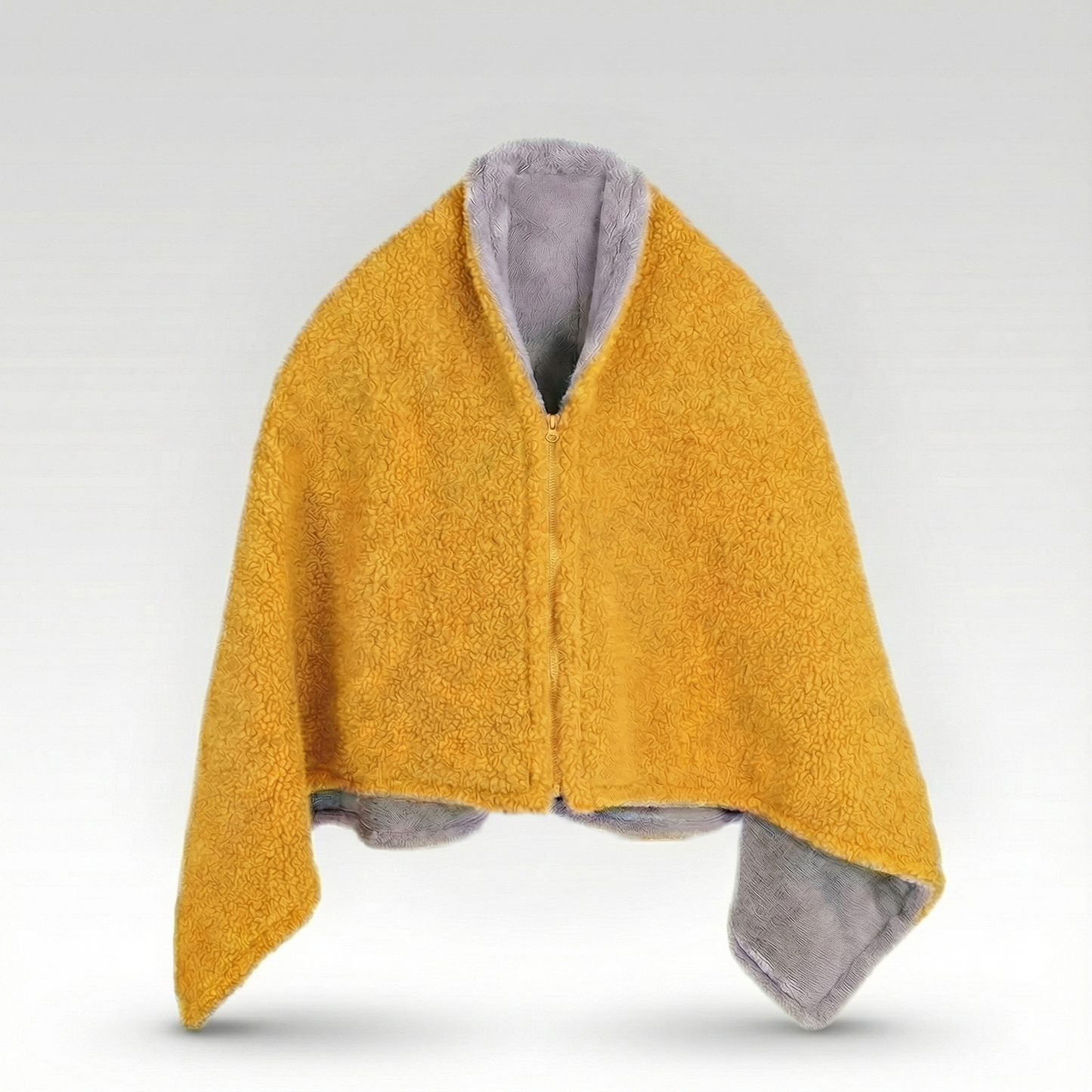 Unisex USB heated wearable blanket, gray, with 3-speed temperature settings, perfect for office comfort.