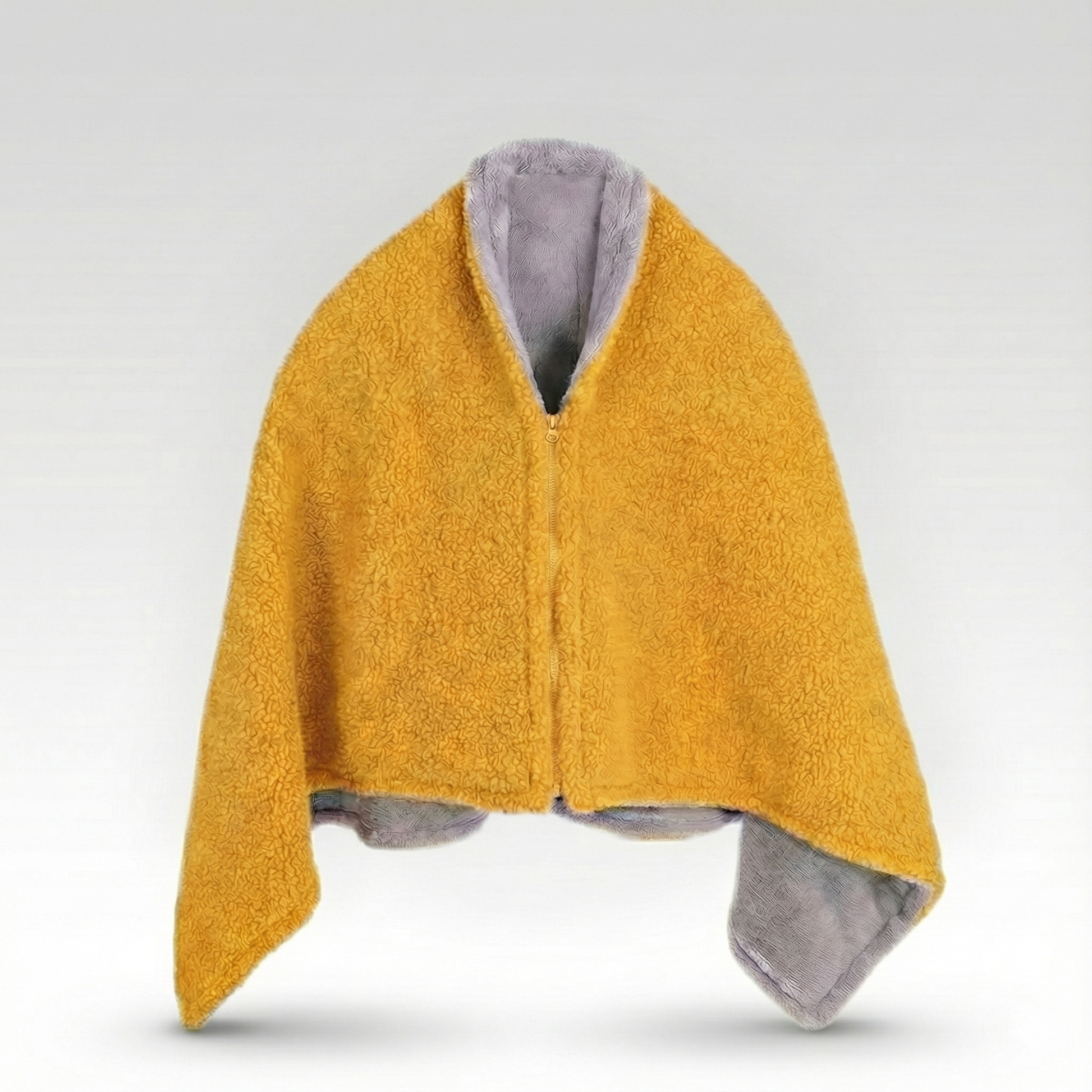 Unisex USB heated wearable blanket, gray, with 3-speed temperature settings, perfect for office comfort.