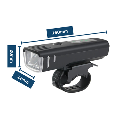 Close-up of USB rechargeable headlamp, highlighting the discreet charging port and robust build.