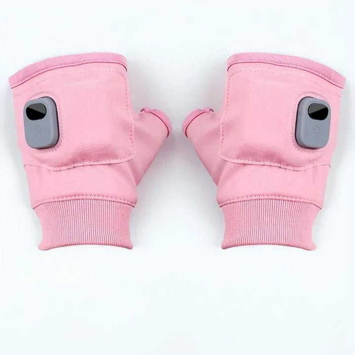 Portable USB heated fingerless gloves, ideal for outdoor gear in cold weather, providing thermal hand warmth.