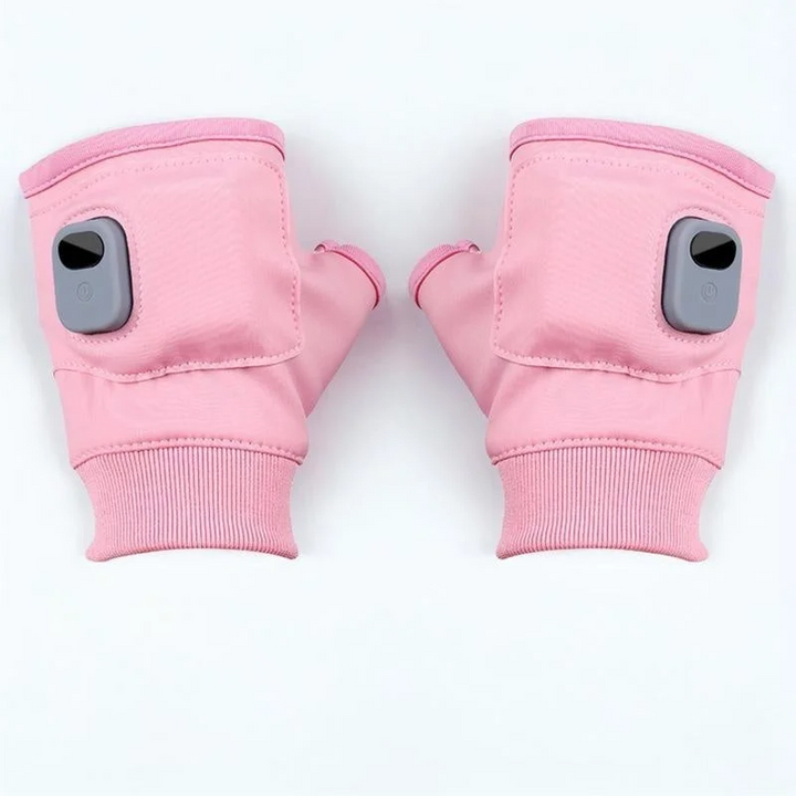 Unisex USB rechargeable heated fingerless gloves in black, offering winter warmth and hand comfort.