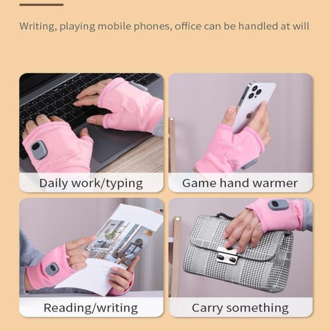Comfortable unisex heated apparel: black fingerless gloves with USB charging for ultimate cold weather warmth.