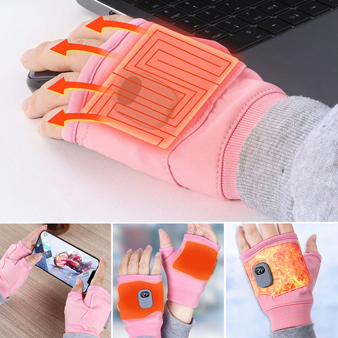 High-tech black unisex heated gloves, USB rechargeable for sustained winter warmth and unrestricted finger movement.