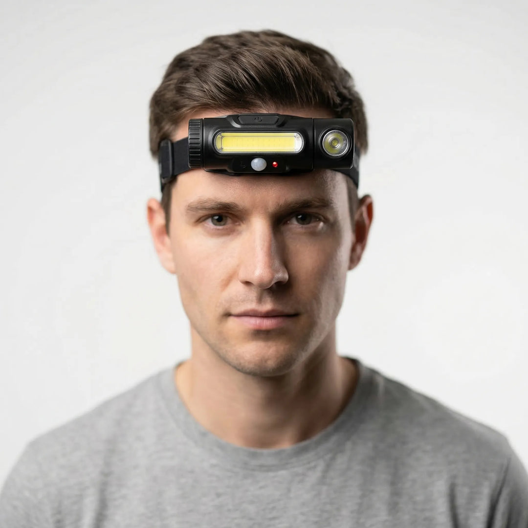 Comfortable unisex LED headlamp, USB powered for all your hands-free outdoor adventures.