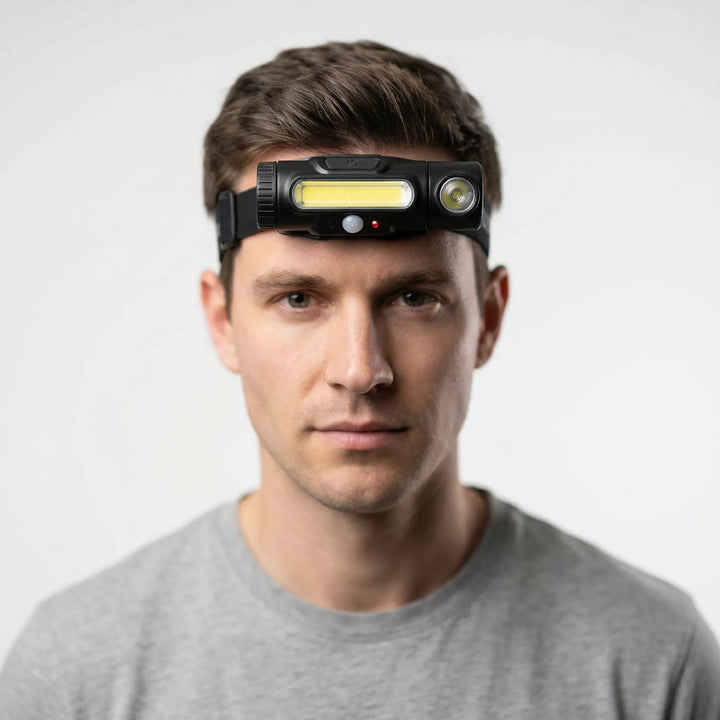 Comfortable unisex LED headlamp, USB powered for all your hands-free outdoor adventures.
