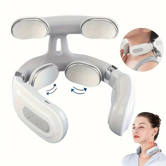 Unisex USB rechargeable neck & shoulder massager for pain relief & relaxation.