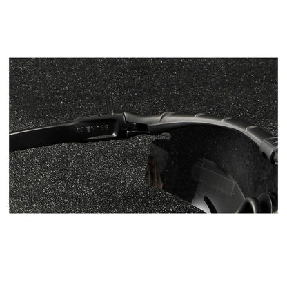 Close-up of tactical goggles with UV protection & polarized lenses for airsoft gear