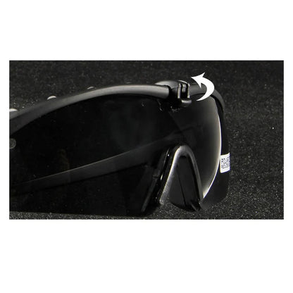 Pair of black tactical goggles, polarized and UV protected, for sports enthusiasts