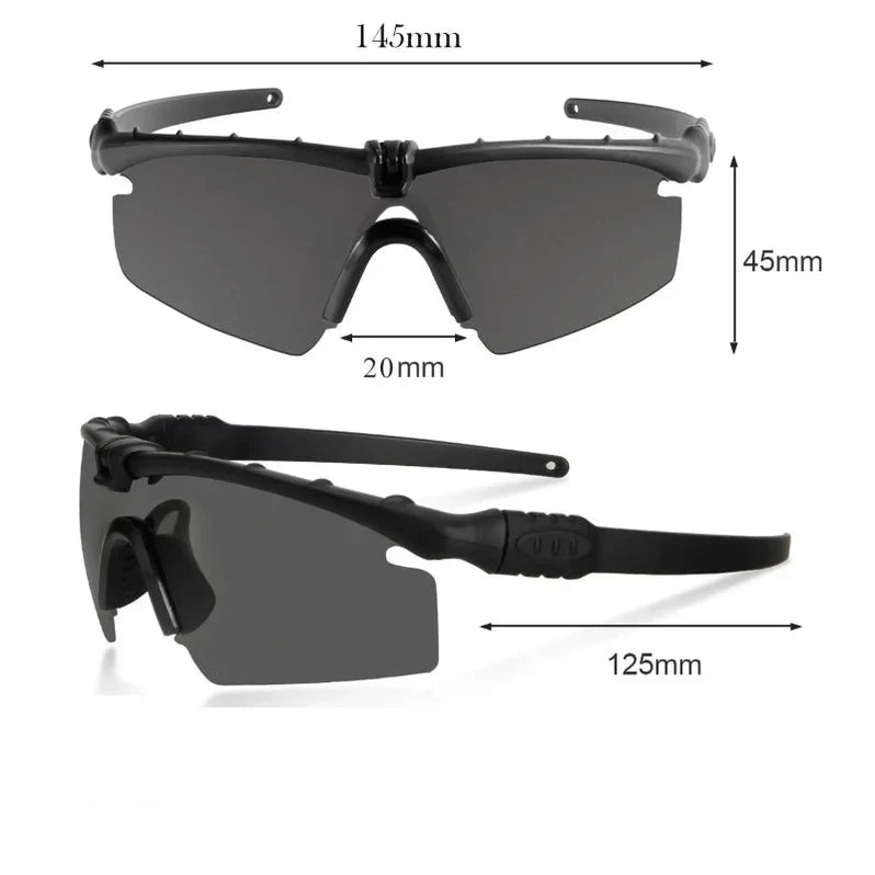 Side view of modern tactical goggles, polarized and UV protective, ideal for cycling